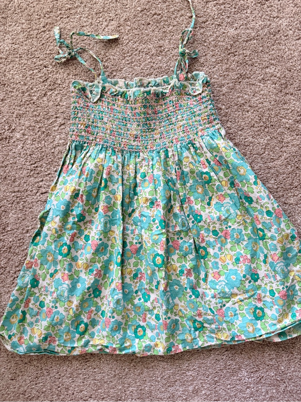 Marie Chantal Liberty Smocked Floral Sundress - Green Multicolor